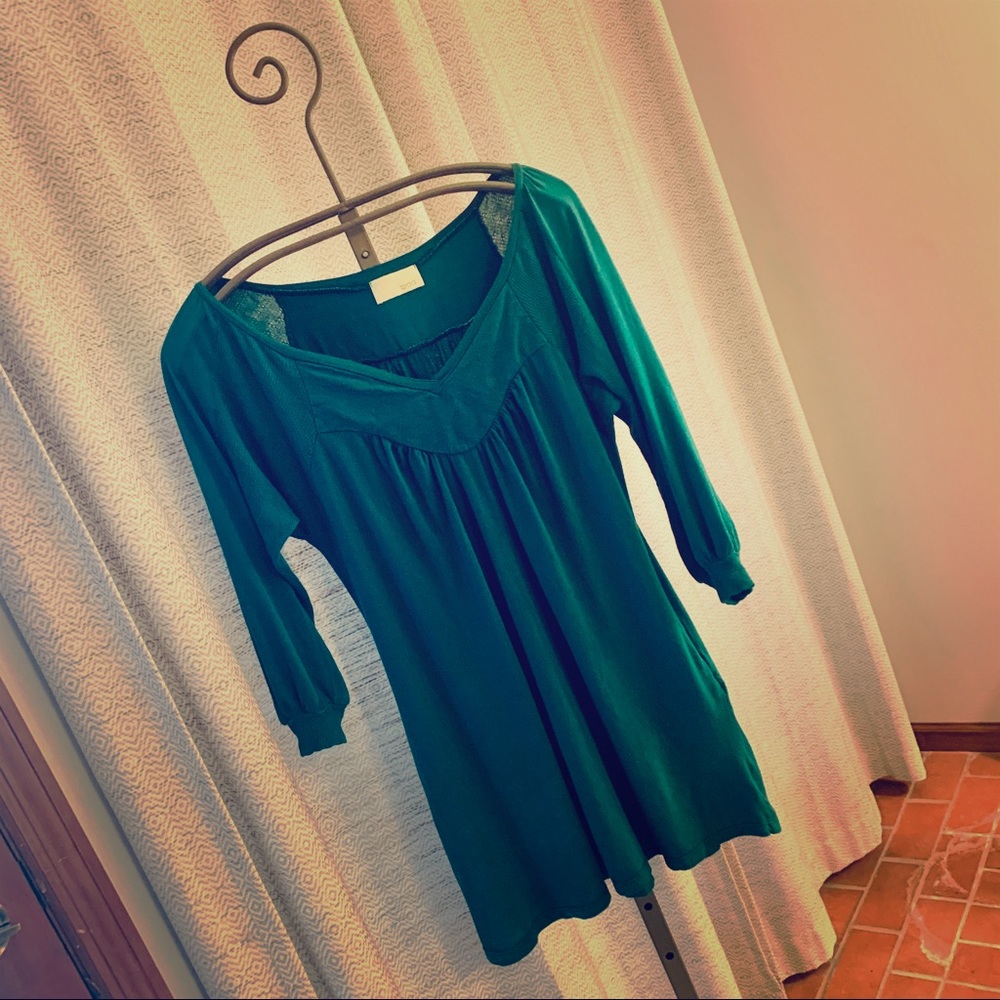 Comfy 3/4 Sleeve Boutique Tunic Dress With Pockets